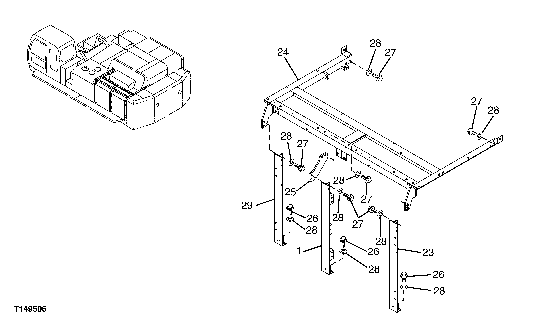 Схема запчастей John Deere 00C - 199 - COVER FRAME 1910 HOOD OR ENGINE ENCLOSURE