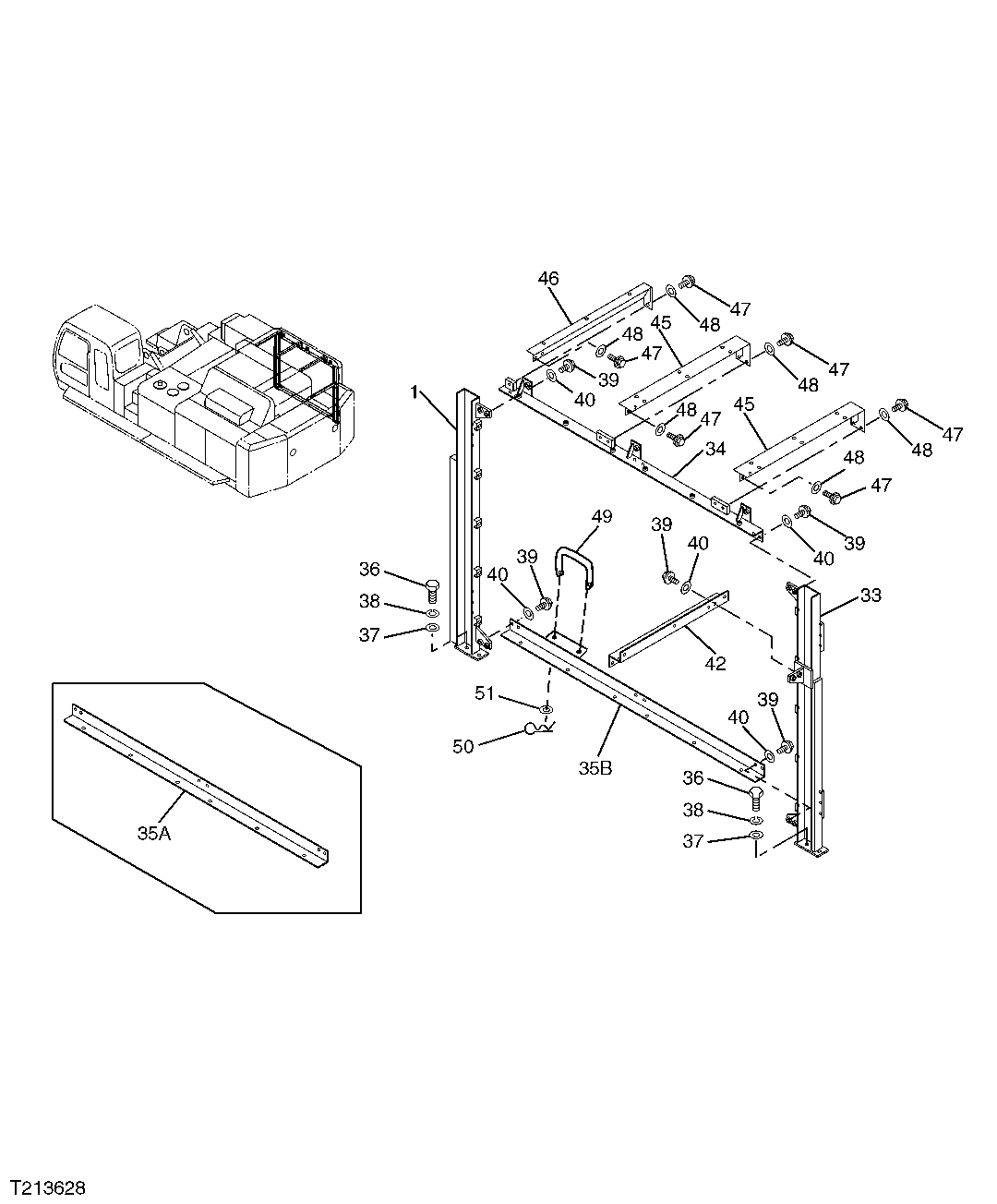 Схема запчастей John Deere 00C - 200 - COVER FRAME 1910 HOOD OR ENGINE ENCLOSURE