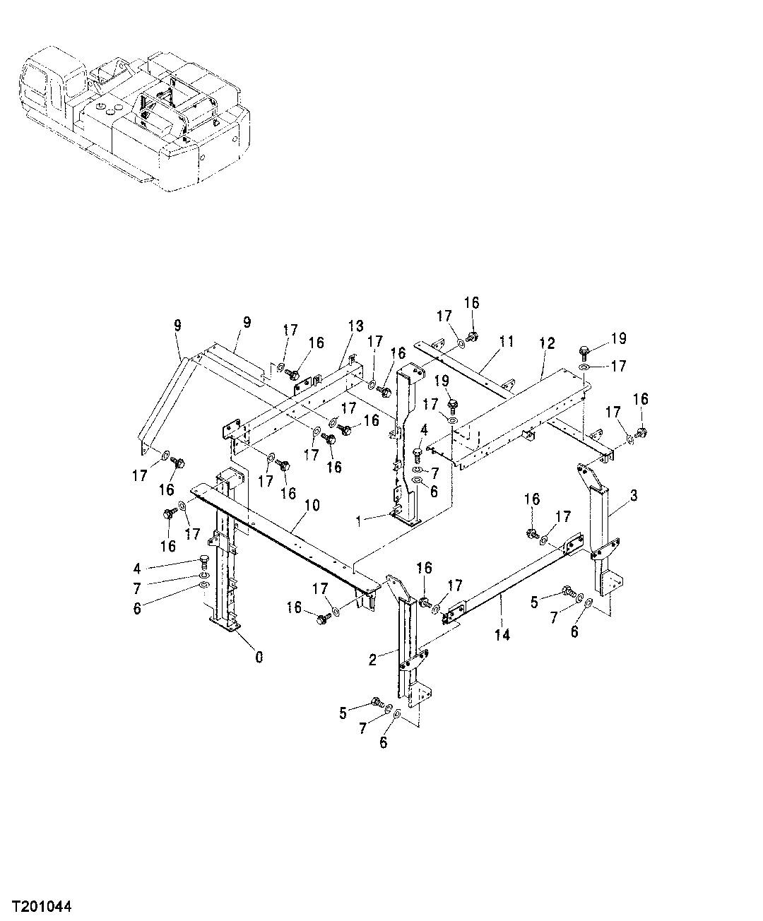 Схема запчастей John Deere 00C - 201 - COVER FRAME 1910 HOOD OR ENGINE ENCLOSURE