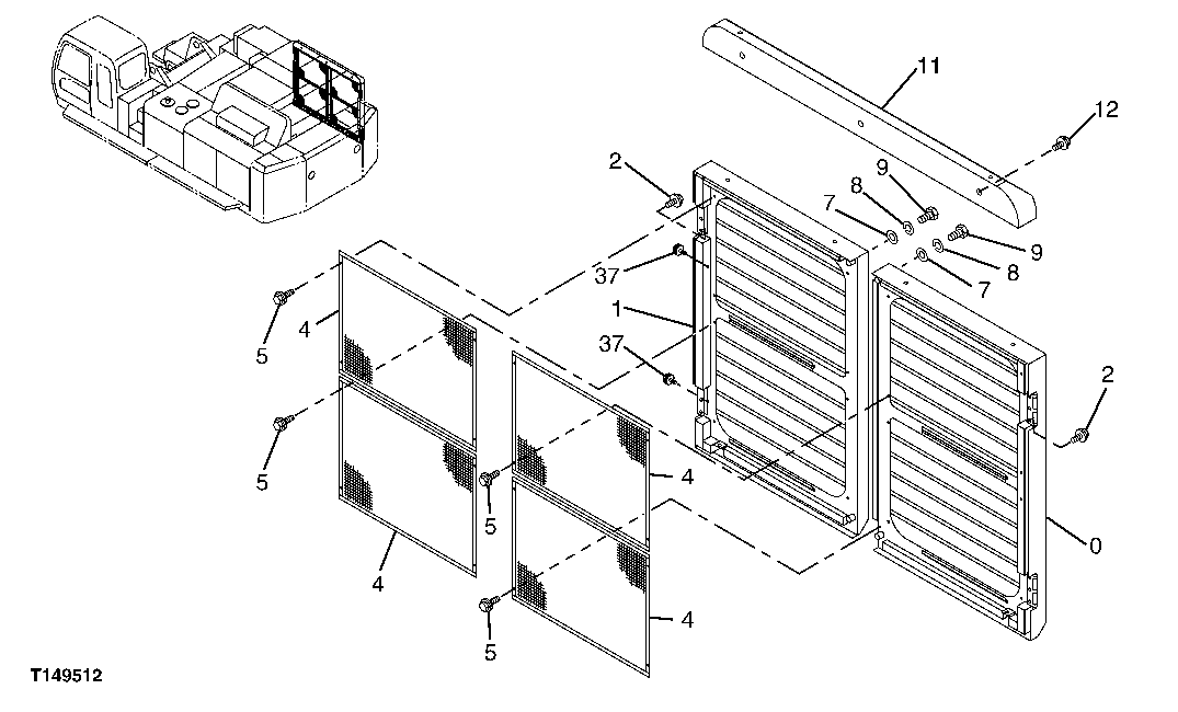 Схема запчастей John Deere 00C - 206 - COVER (SN -971025) 1910 HOOD OR ENGINE ENCLOSURE