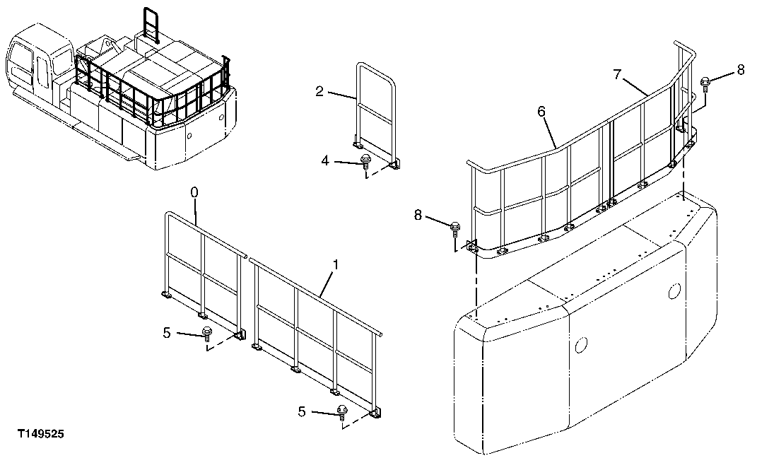 Схема запчастей John Deere 00C - 217 - HANDRAILS 1910 HOOD OR ENGINE ENCLOSURE