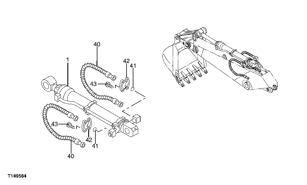 Схема запчастей John Deere 00C - 316 - FRONT LINES (STANDARD ARM/HEAVY DUTY ARM) 3363 LINES, HOSES AND FITTINGS