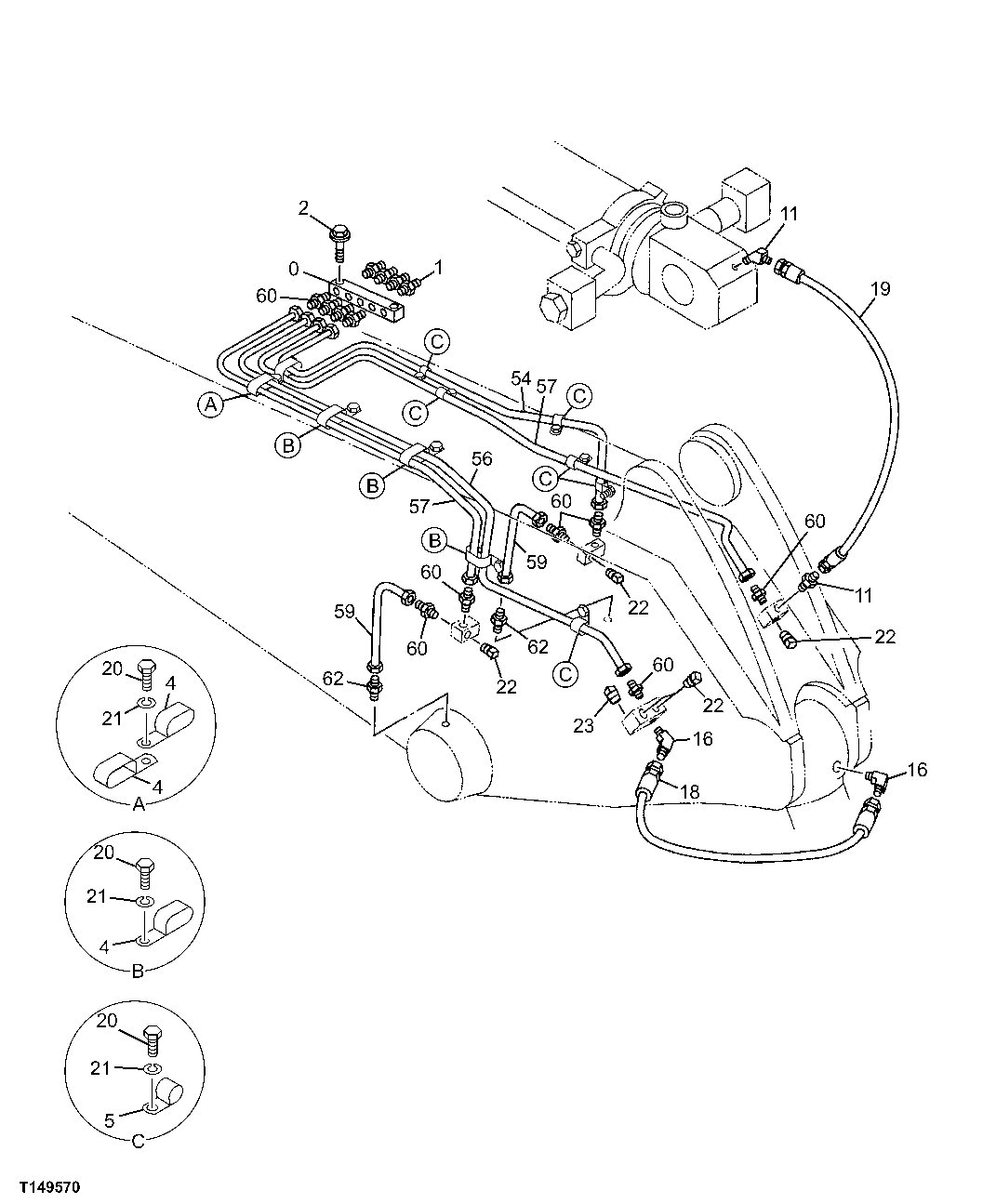 Схема запчастей John Deere 00C - 323 - LUBRICATION LINES (SEMI-LONG ARM) 3363 LINES, HOSES AND FITTINGS