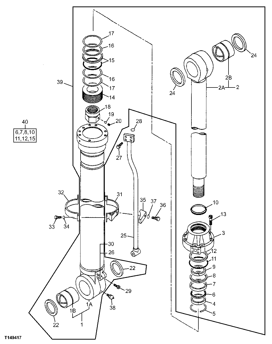 Схема запчастей John Deere 00C - 332 - Hydraulic Cylinder (Counterweight Lifting) 3365 HYDRAULIC CYLINDERS