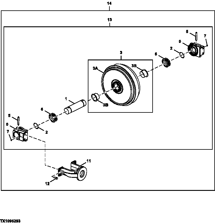 Схема запчастей John Deere 00CLC - 4 - TRACK CHAIN IDLER (REPLACEMENT) 0130 Track Systems