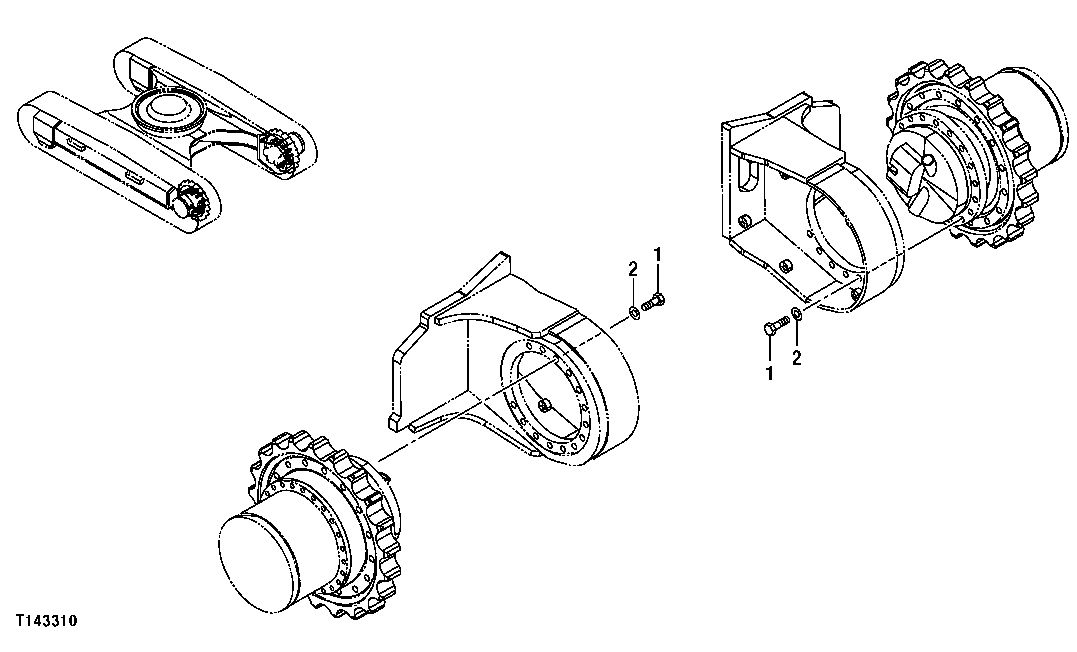 Схема запчастей John Deere 00CLC - 14 - PROPEL MOTOR SUPPORT HARDWARE 0260 AXLES, DIFF. & SUSP. SYS. HYD. (INCL. FWD)