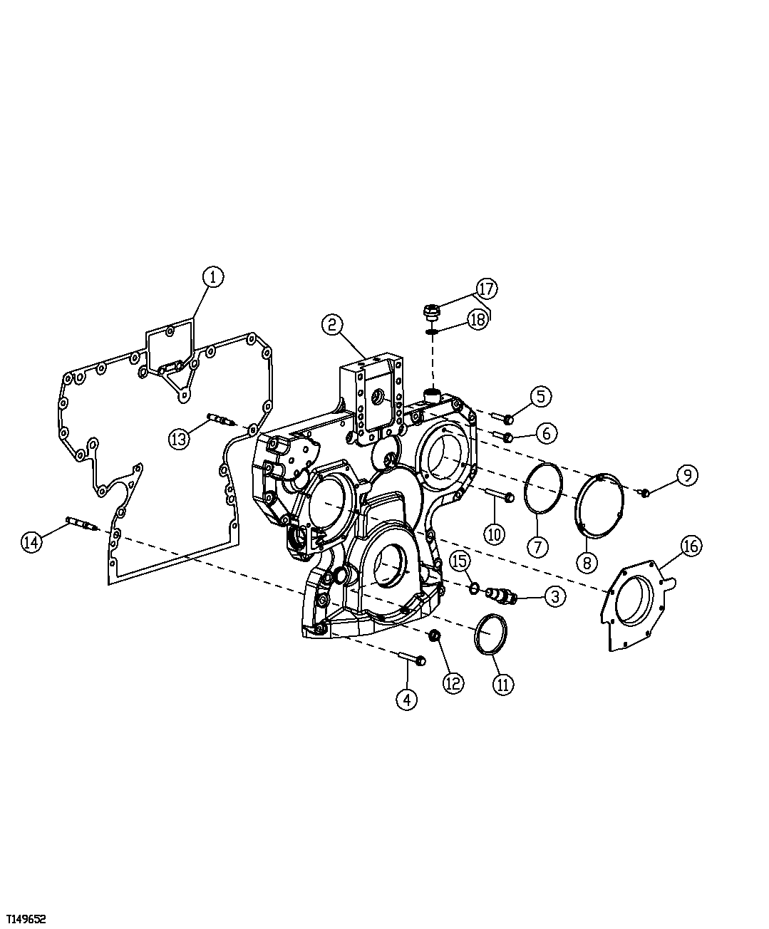 Схема запчастей John Deere 00CLC - 49 - 4420 TIMING GEAR COVER AND GASKET 0400A Engine 6068HT053 6068HT053