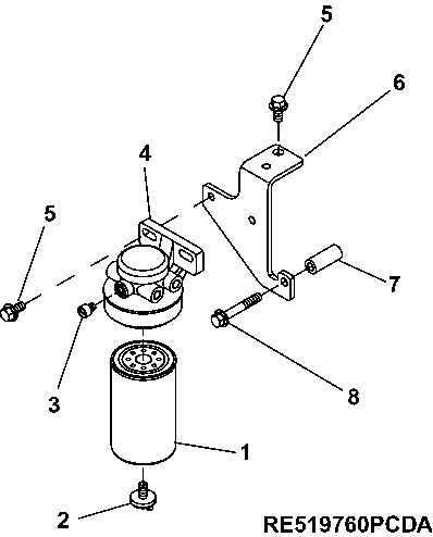 Схема запчастей John Deere 00CLC - 85 - 35DE FINAL FUEL FILTER, FUEL LINE, BRACKET 0400B Engine 6068HT059-RE519692 6068HT059