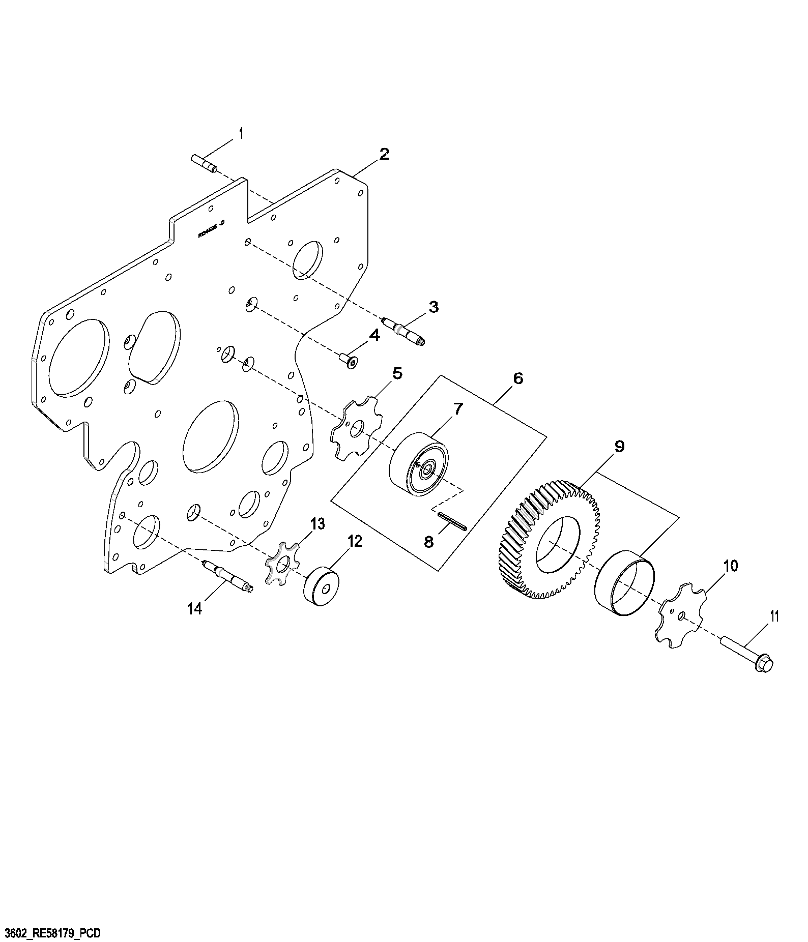 Схема запчастей John Deere 00CLC - 86 - 3602 Front Plate (243651 - ) 0400B Engine 6068HT059-RE519692 6068HT059