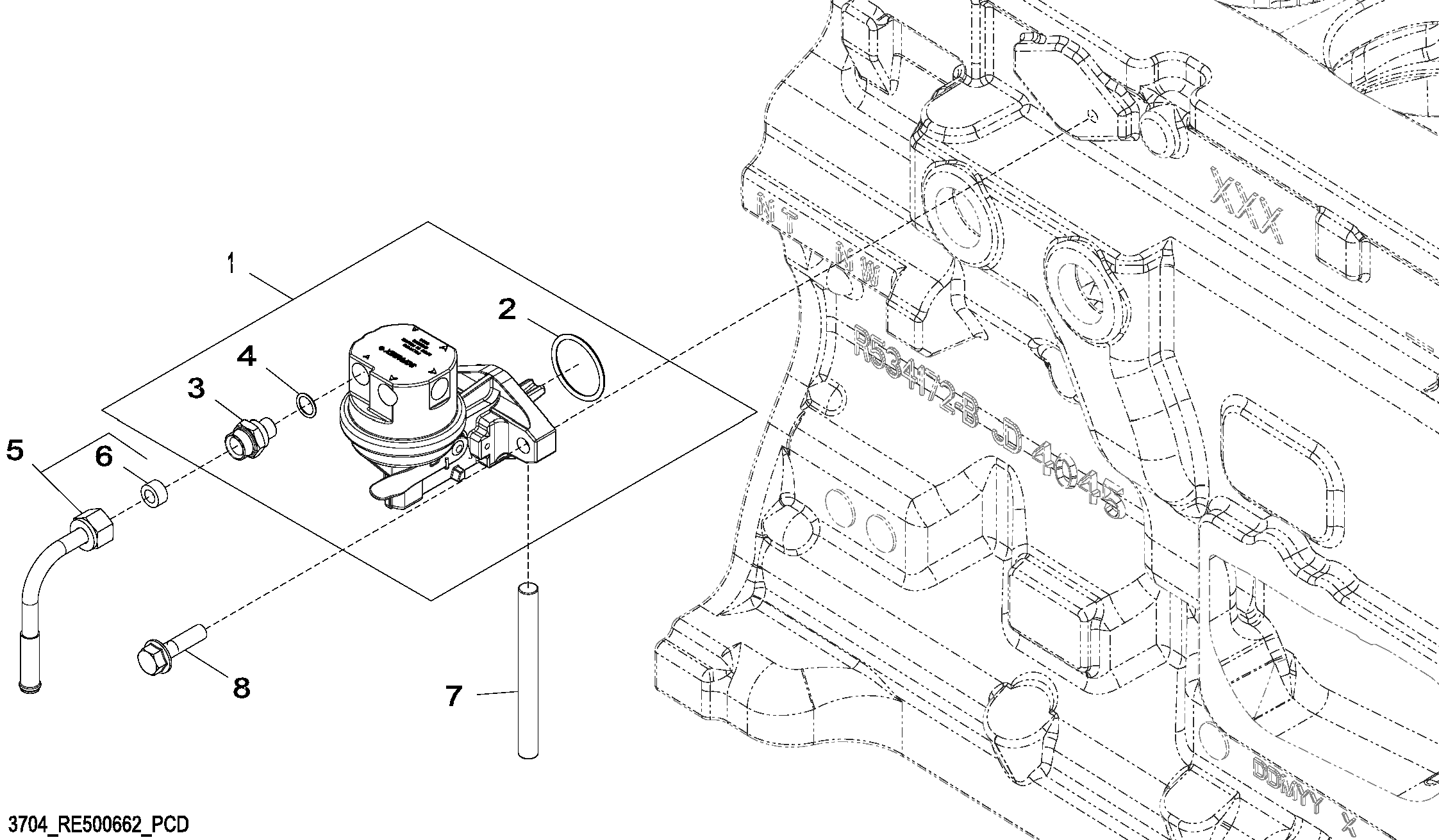 Схема запчастей John Deere 00CLC - 90 - 3704 Fuel Transfer Pump (254351 - ) 0400B Engine 6068HT059-RE519692 6068HT059