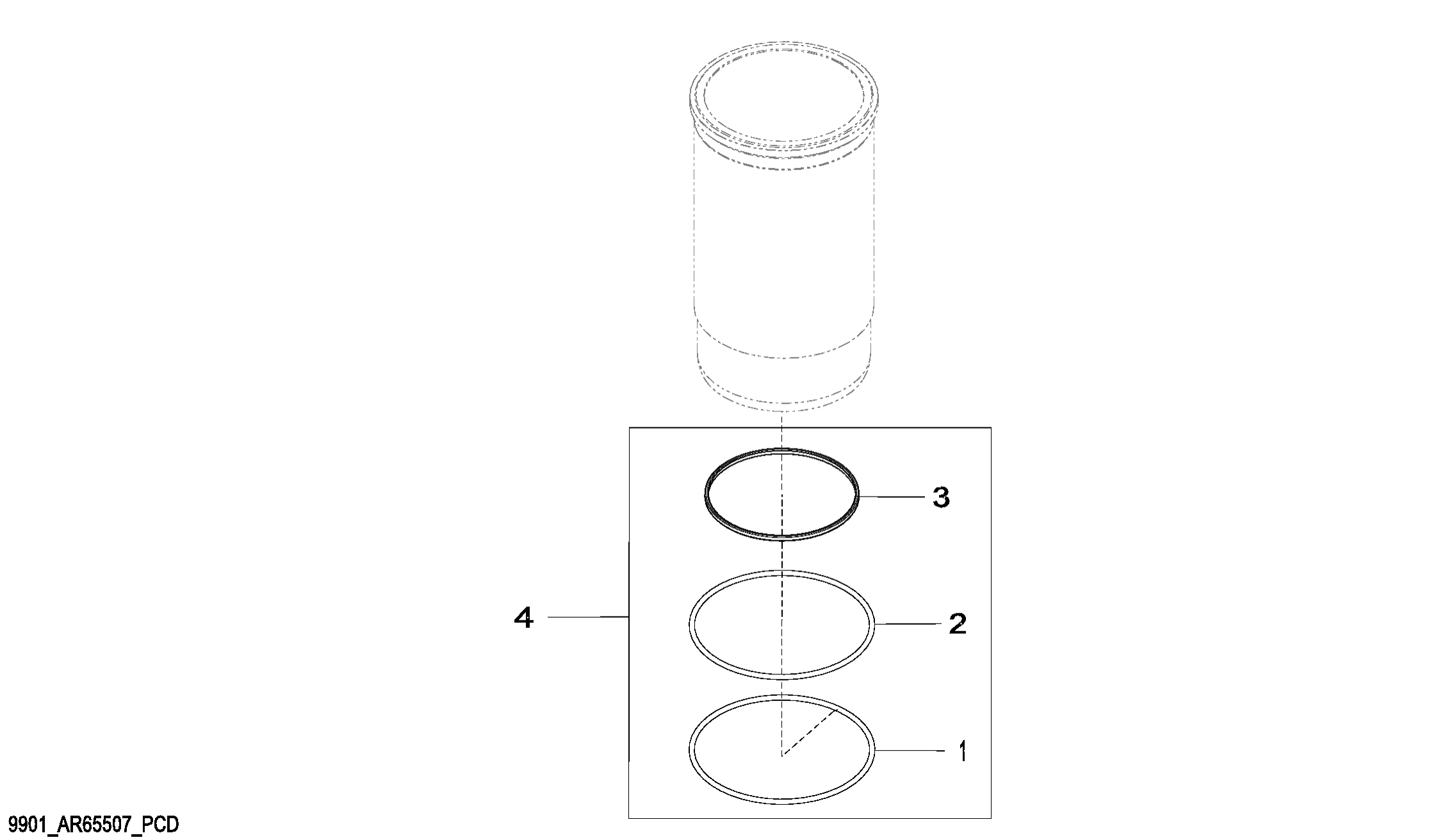 Схема запчастей John Deere 00CLC - 119 - 9901 O-Ring Kit, Cylinder Liner 0400B Engine 6068HT059-RE519692 6068HT059