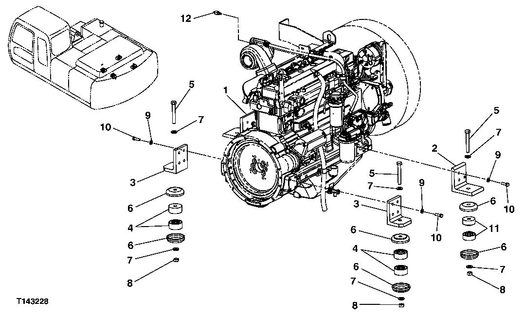 Схема запчастей John Deere 00CLC - 138 - ENGINE MOUNTING BRACKETS 0540 ENGINE MOUNTING