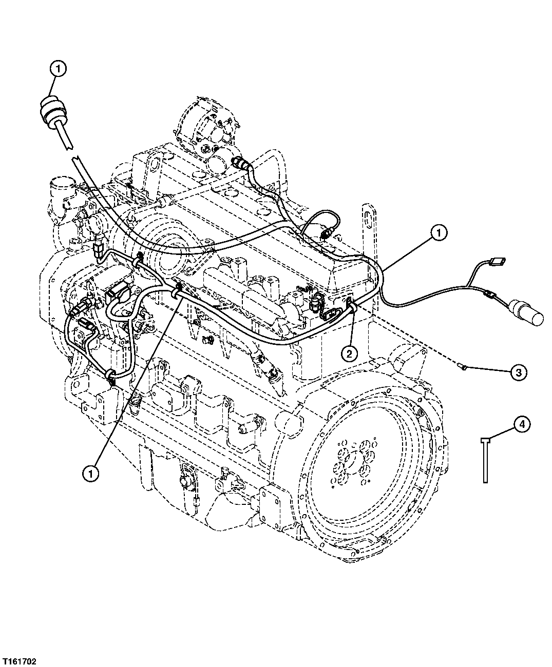 Схема запчастей John Deere 00CLC - 166 - ENGINE WIRING HARNESS 1674 WIRING HARNESS AND SWITCHES