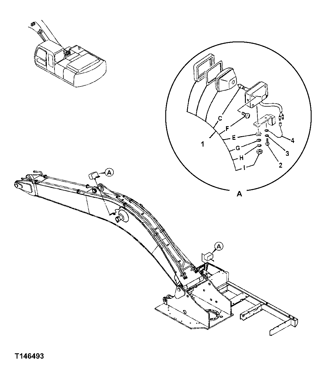 Схема запчастей John Deere 00CLC - 154 - BOOM LIGHTS AND WORK LIGHTS 1674 WIRING HARNESS AND SWITCHES