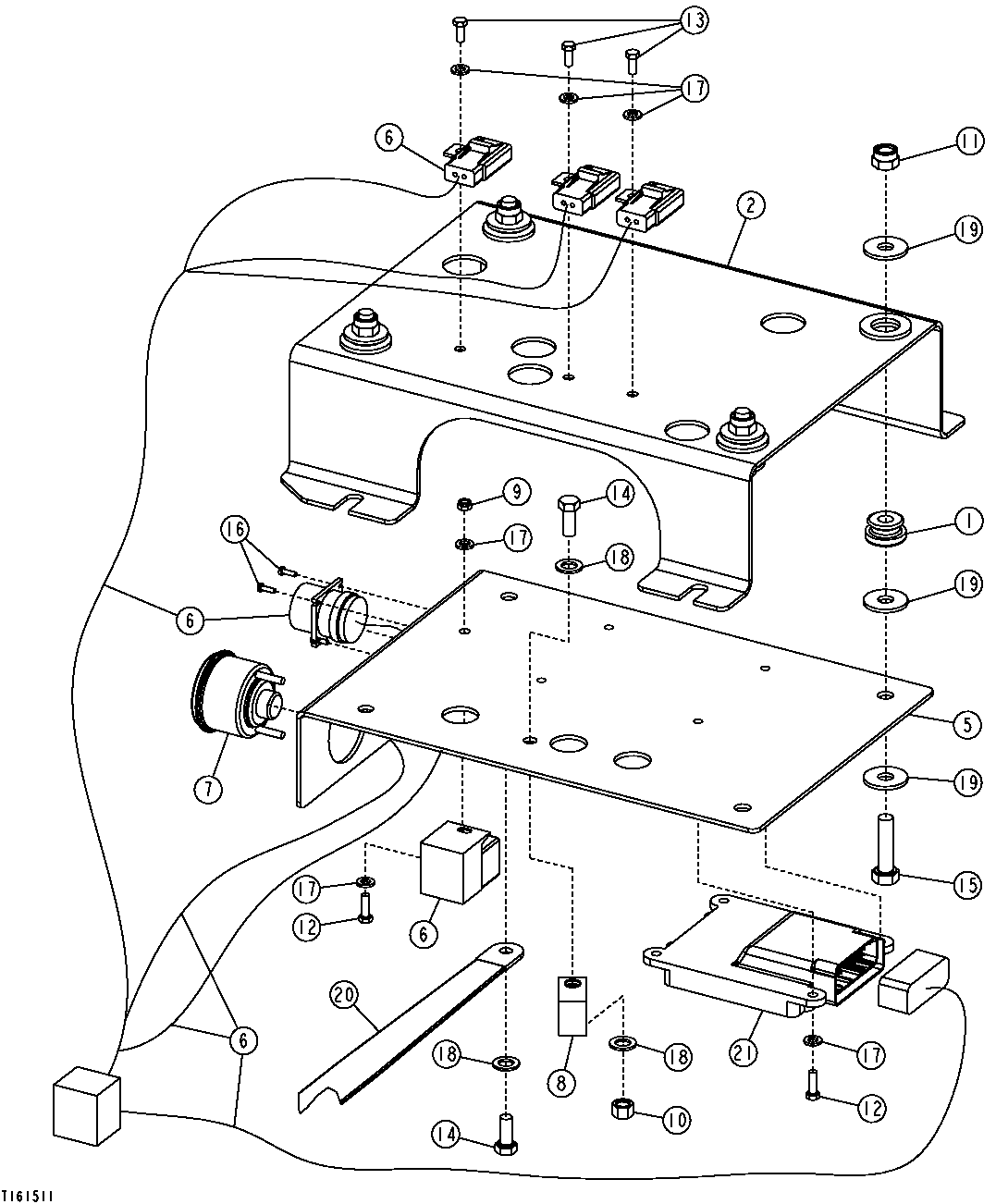 Схема запчастей John Deere 00CLC - 164 - ENGINE CONTROL UNIT ASSEMBLY (VEHICLE SN 504001- ) 1674 WIRING HARNESS AND SWITCHES