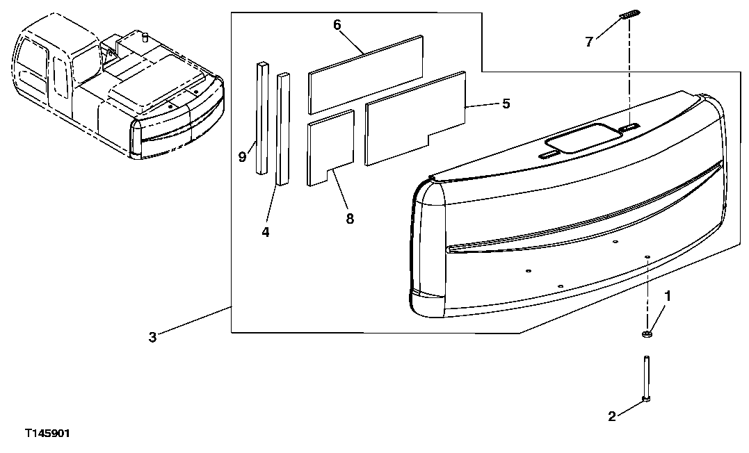 Схема запчастей John Deere 00CLC - 175 - COUNTERWEIGHT 1740 FRAME INSTALLATION