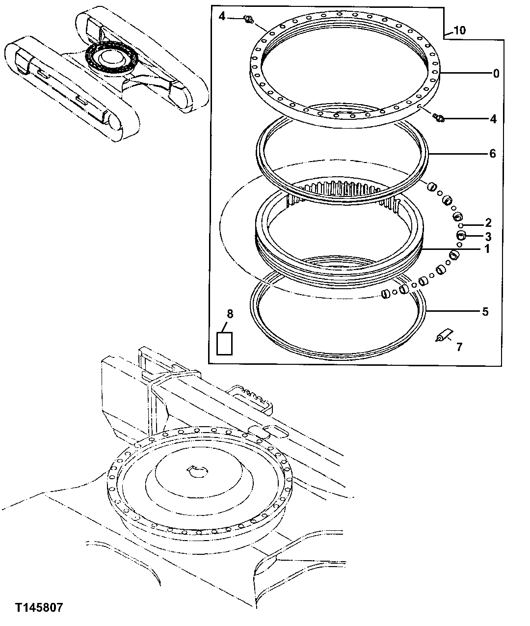 Схема запчастей John Deere 00CLC - 176 - SWING BEARING 1740 FRAME INSTALLATION