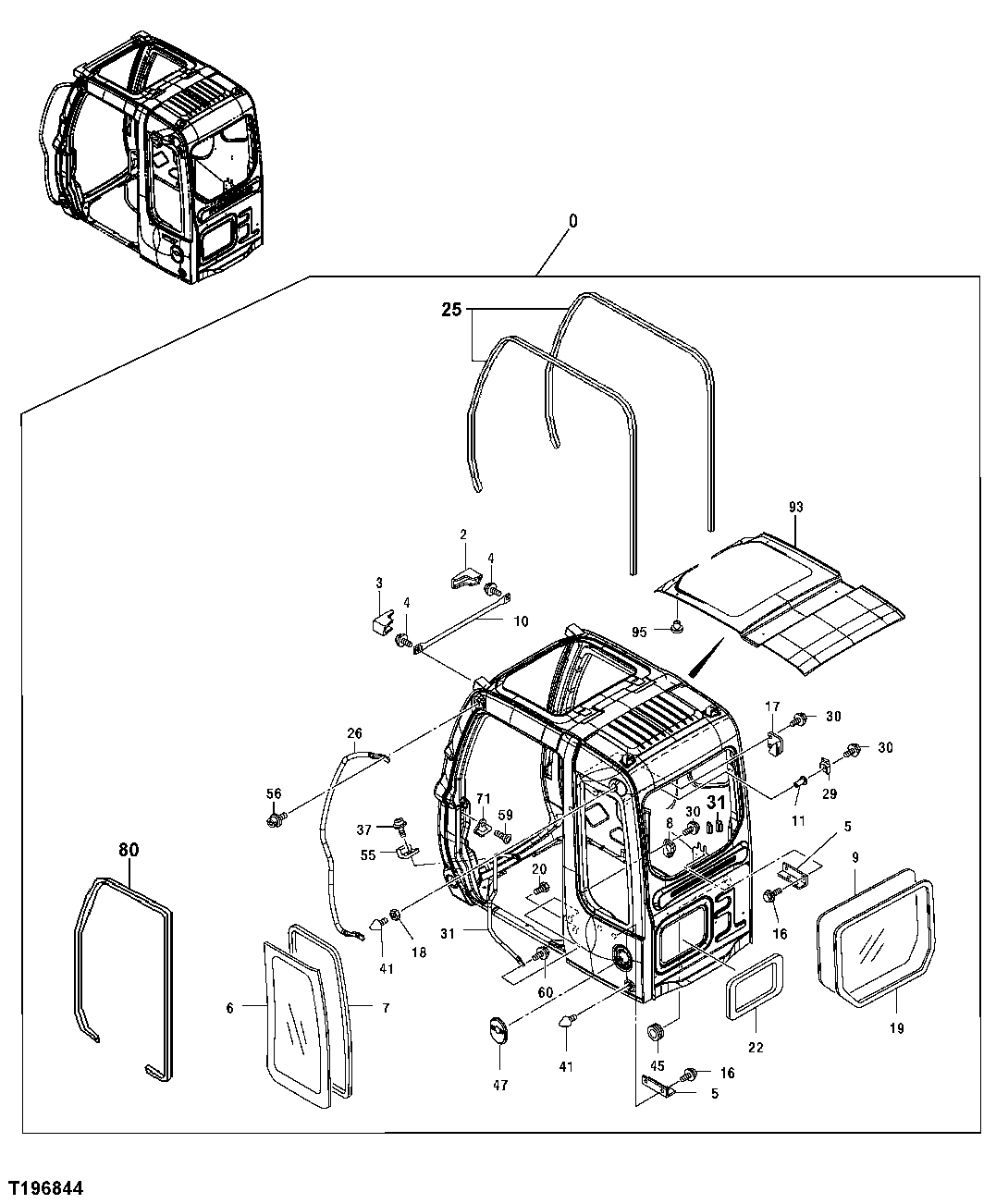 Схема запчастей John Deere 00CLC - 183 - CAB COMPONENTS 1810 OPERATOR ENCLOSURE