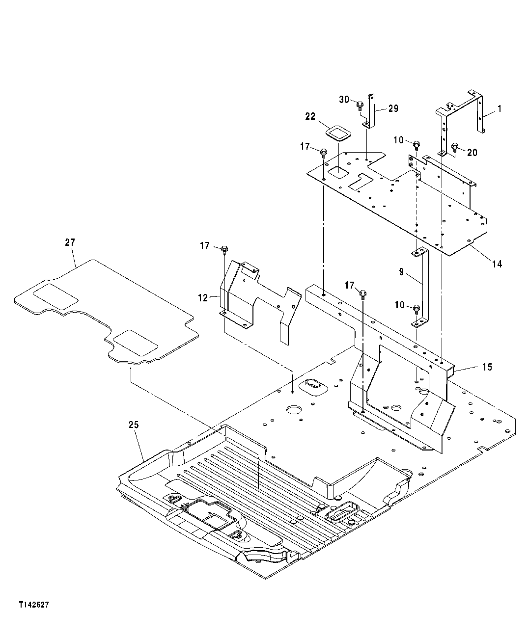 Схема запчастей John Deere 00CLC - 196 - CAB FLOOR PARTS 1810 OPERATOR ENCLOSURE