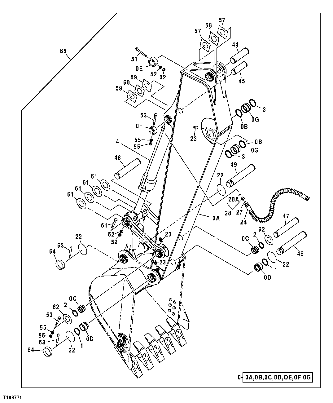 Схема запчастей John Deere 00CLC - 275 - STANDARD ARM 2.91 M 3340 BACKHOE AND EXCAVATOR FRAMES