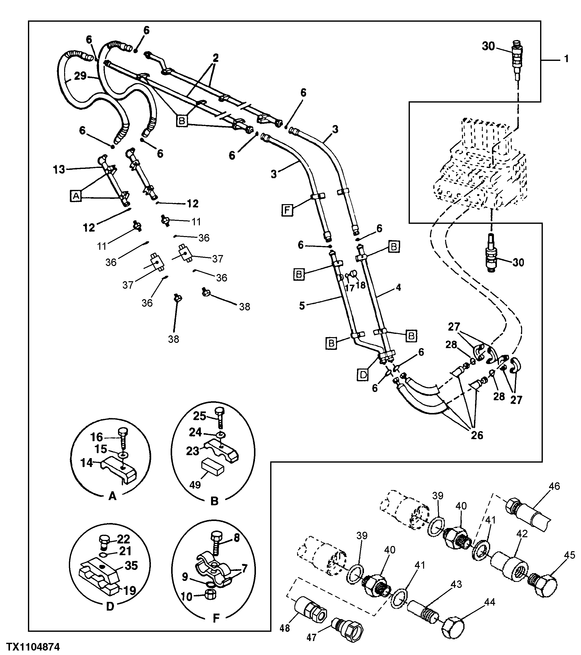 Схема запчастей John Deere 00CLC - 294 - AUXILIARY HYDRAULIC HOSES AND FITTINGS (FIELD KIT) 3360 HYDRAULIC SYSTEM