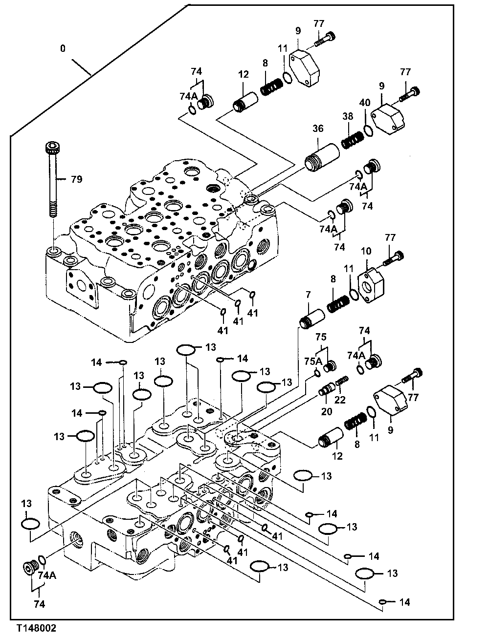 Схема запчастей John Deere 00CLC - 315 - CONTROL VALVE (5-SPOOL SIDE) 3362 CONTROL & LOAD HOLDING VALVES