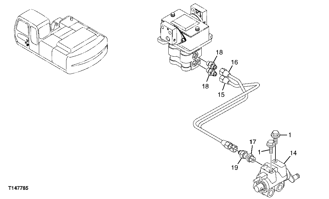 Схема запчастей John Deere 00CLC - 348 - PILOT HYDRAULIC LINES 3363 Lines, Hoses & Fittings