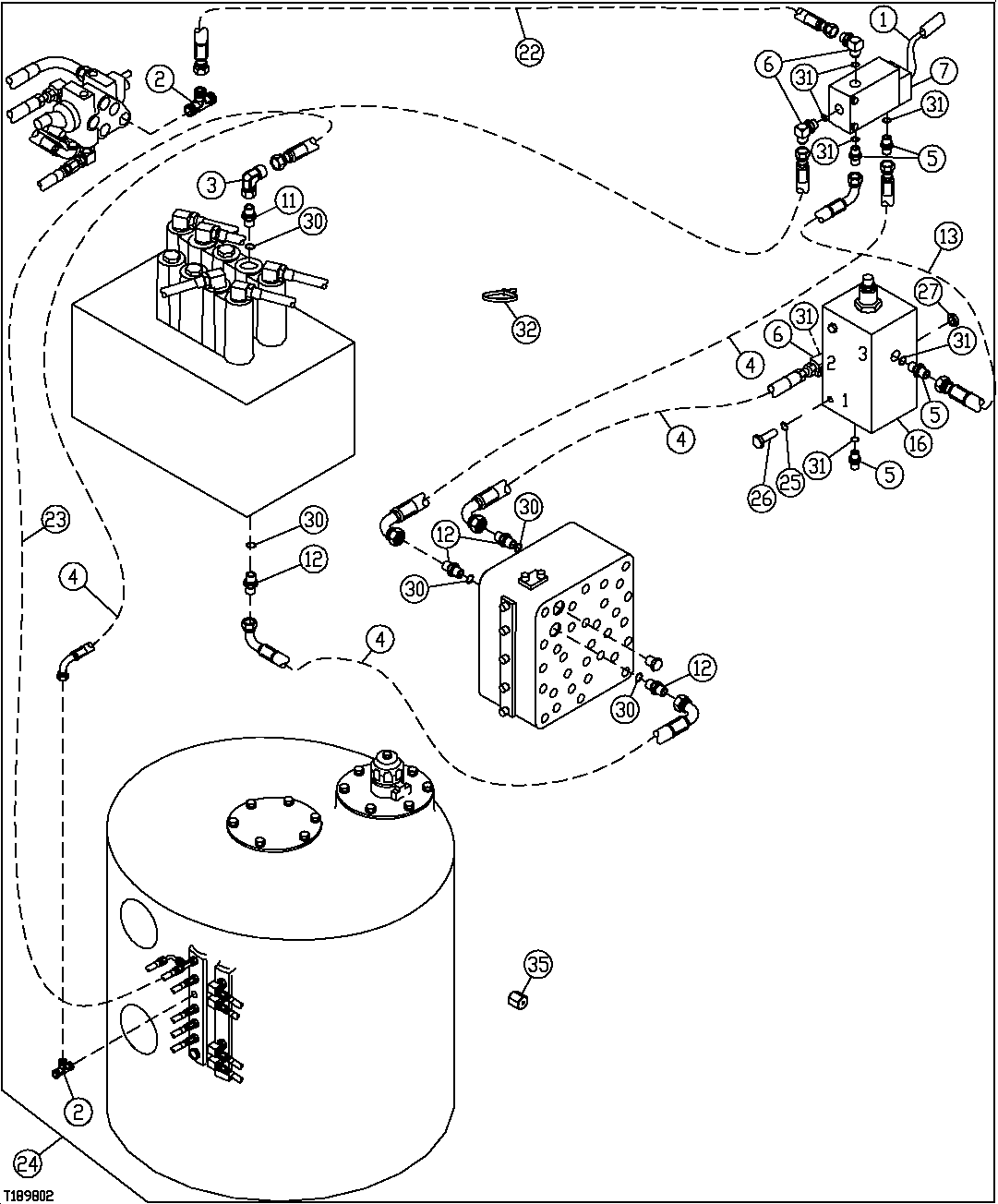 Схема запчастей John Deere 00CLC - 366 - AUXILIARY SOLENOID AND FLOW CONTROL VALVE KIT (1-WAY) 3363 Lines, Hoses & Fittings