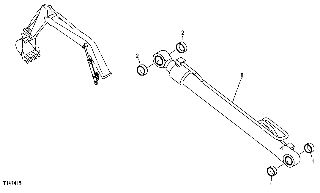 Схема запчастей John Deere 00CLC - 371 - LEFT BOOM CYLINDER WITH BUSHINGS 3365 Hydraulic Cylinders