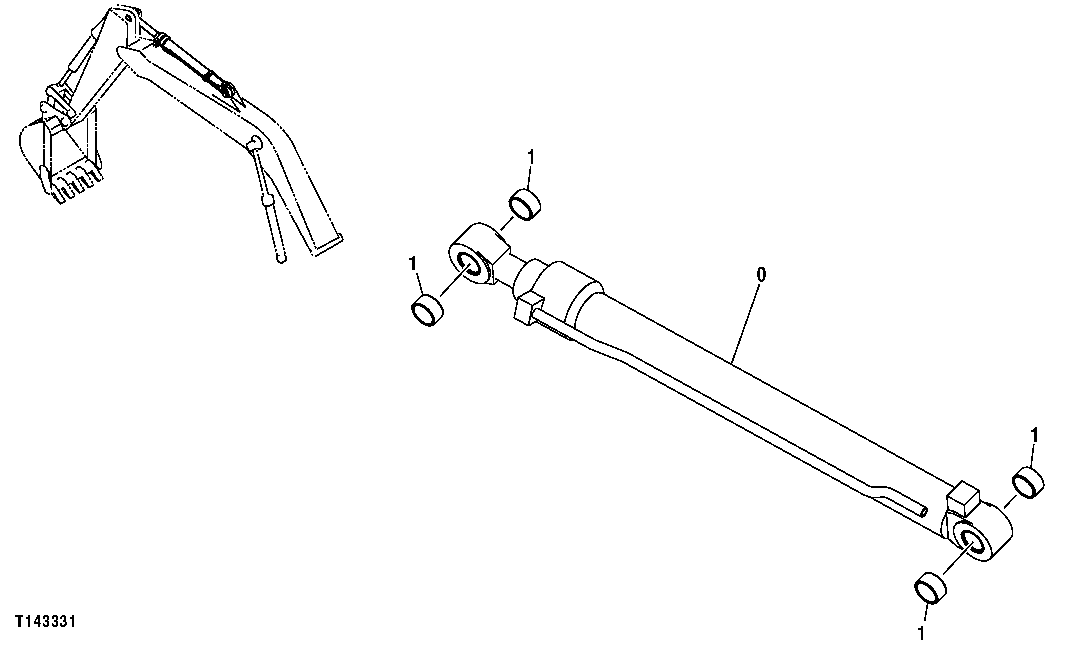 Схема запчастей John Deere 00CLC - 374 - ARM CYLINDER BUSHINGS 3365 Hydraulic Cylinders