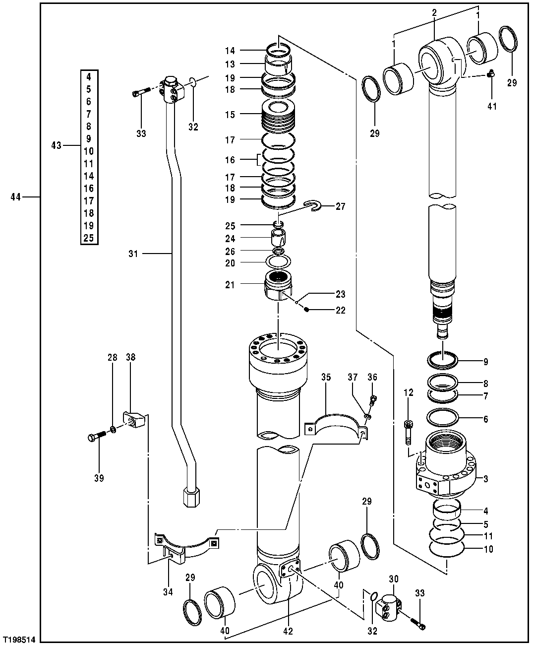 Схема запчастей John Deere 00CLC - 375 - ARM CYLINDER 3365 Hydraulic Cylinders