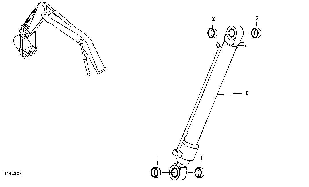 Схема запчастей John Deere 00CLC - 376 - BUCKET CYLINDER BUSHINGS 3365 Hydraulic Cylinders