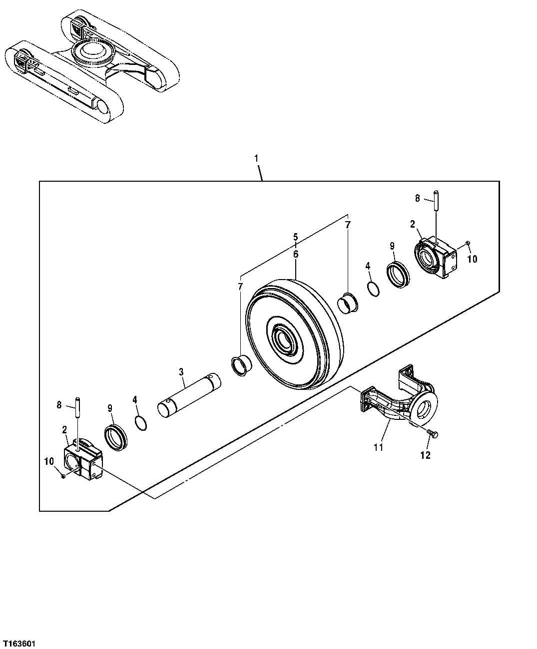 Схема запчастей John Deere 30CLC - 3 - FRONT IDLER 0130 TRACK SYSTEMS