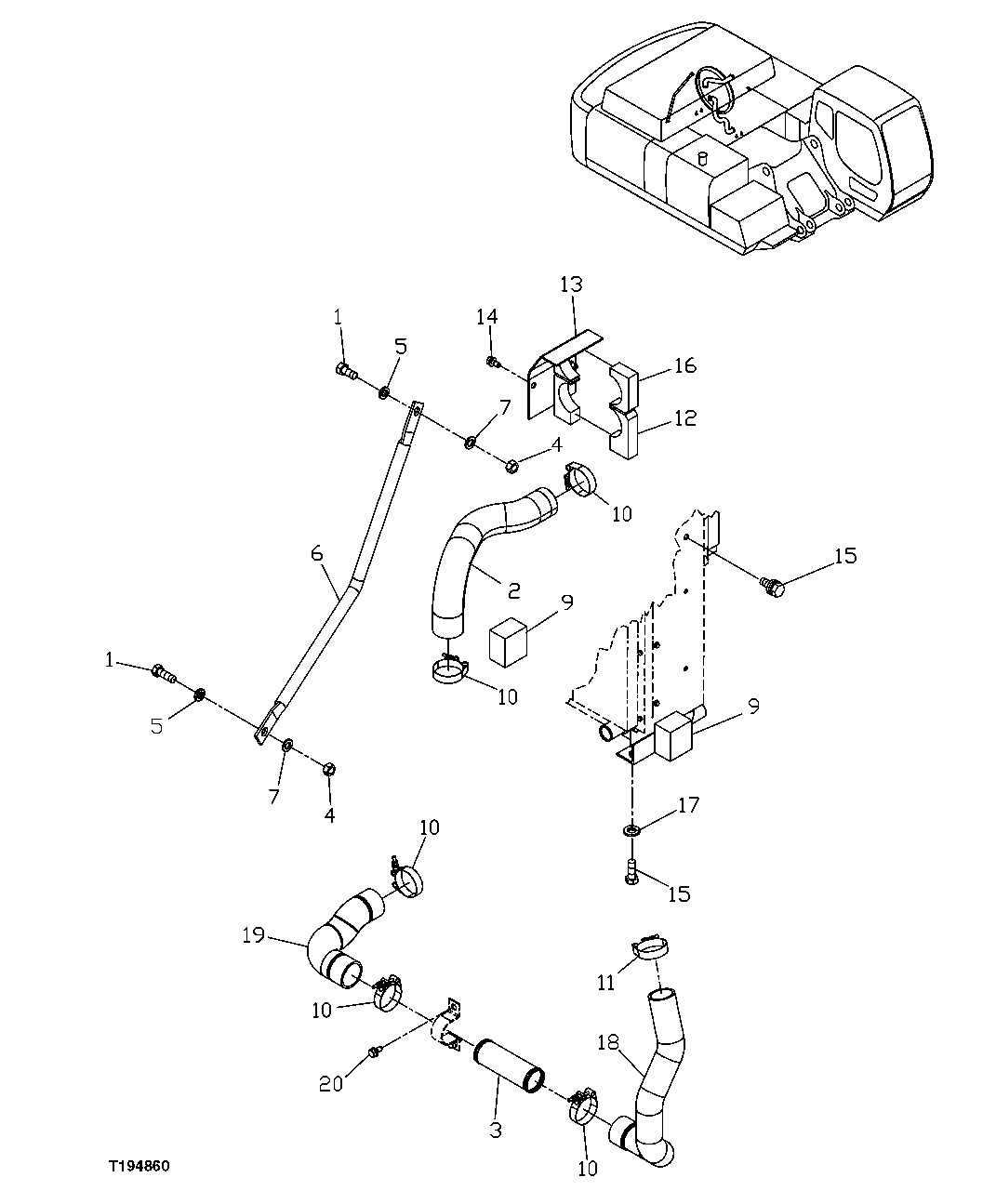 Схема запчастей John Deere 30CLC - 77 - RADIATOR SUPPORT 0510 ENGINE COOLING SYSTEMS