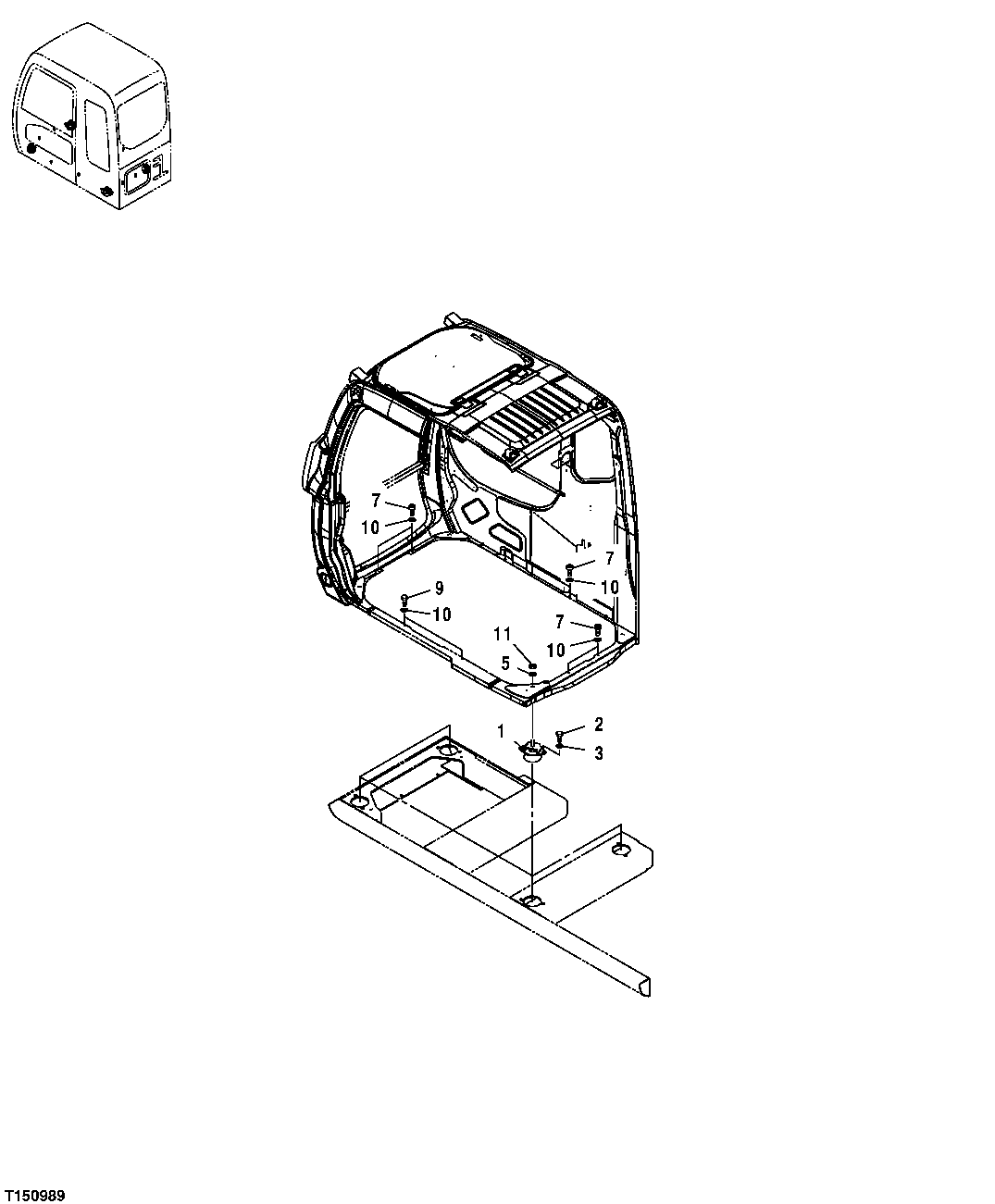 Схема запчастей John Deere 30CLC - 119 - CAB MOUNTING 1810 OPERATOR ENCLOSURE