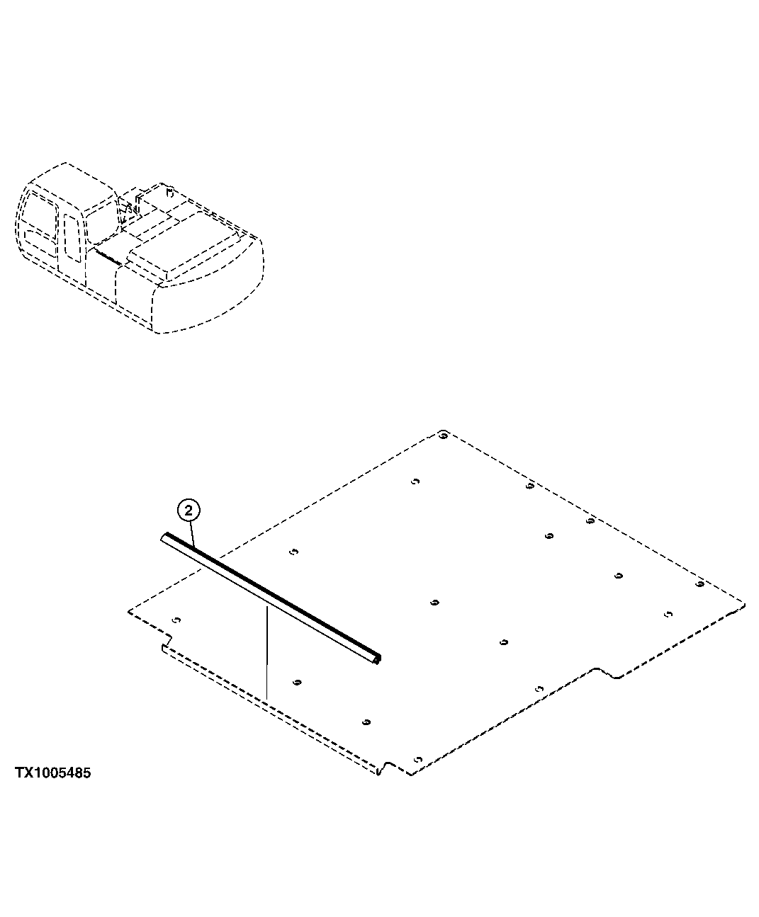 Схема запчастей John Deere 30CLC - 159 - WEATHERSTRIP 1910 HOOD OR ENGINE ENCLOSURE