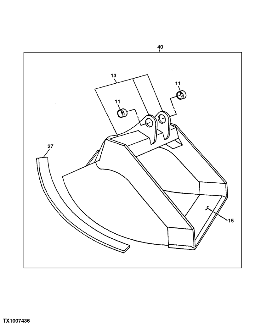 Схема запчастей John Deere 30CLC - 185 - DITCHING BUCKET (60 INCH) (SEE FOOTNOTE) 3302 BUCKET WITH TEETH