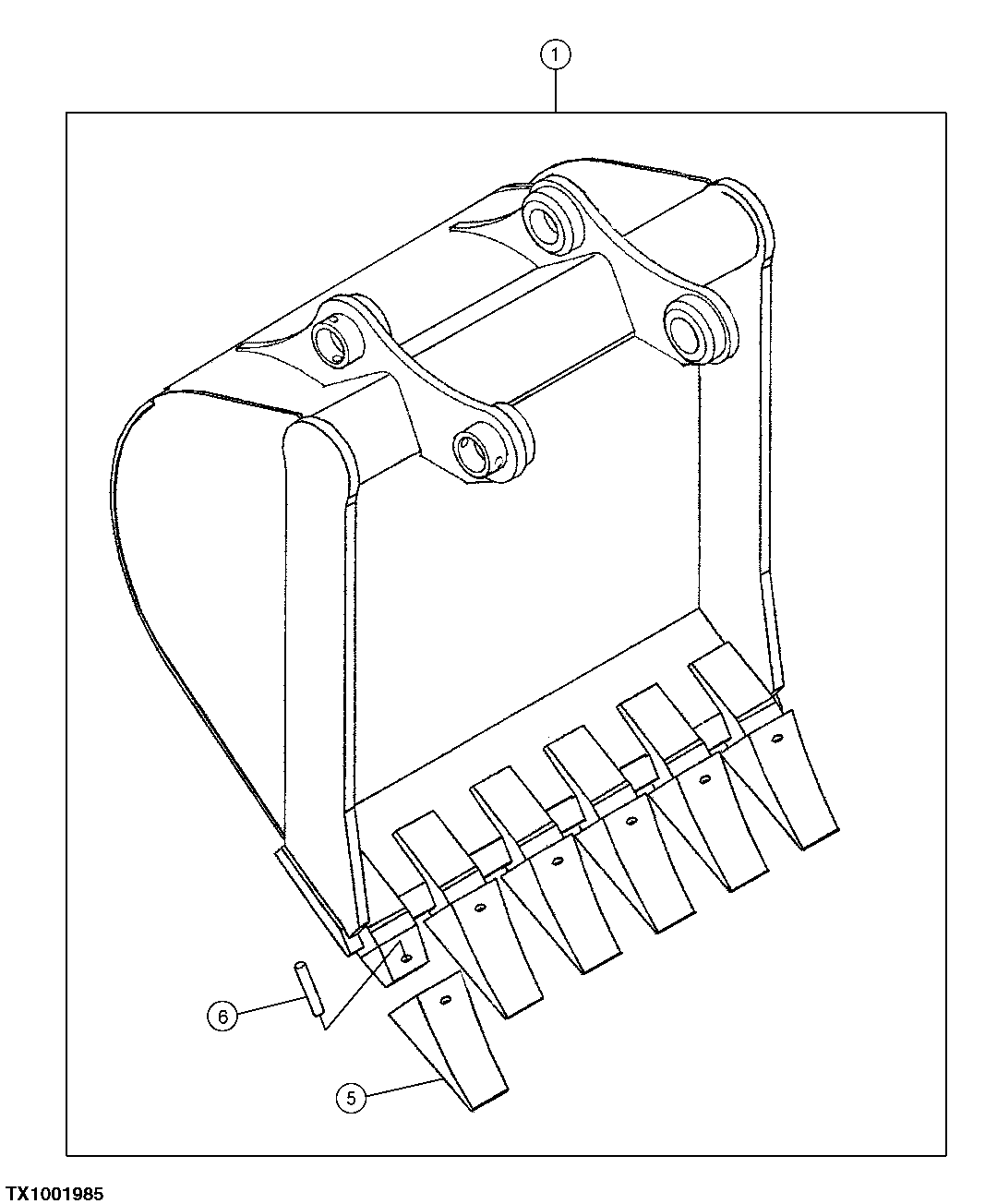 Схема запчастей John Deere 30CLC - 187 - SUPER LONG FRONT BUCKET (30 INCH) (SEE FOOTNOTE) 3302 BUCKET WITH TEETH