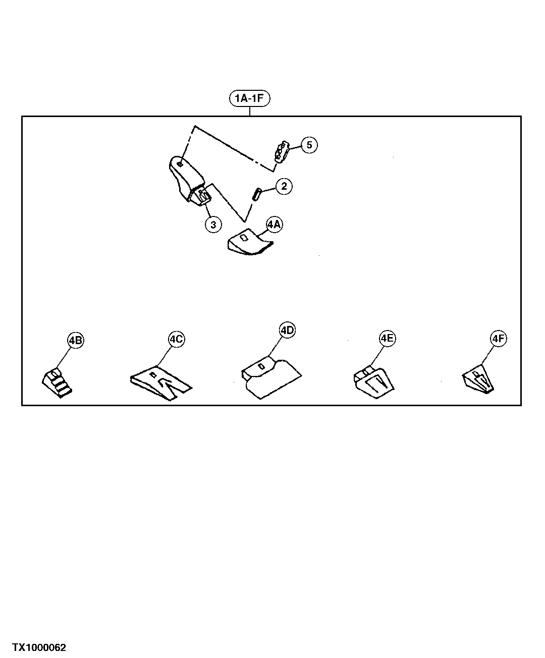 Схема запчастей John Deere 30CLC - 196 - SEVERE DUTY CAST LIP BUCKET TOOTH ASSEMBLY (SEE FOOTNOTE) 3302 BUCKET WITH TEETH