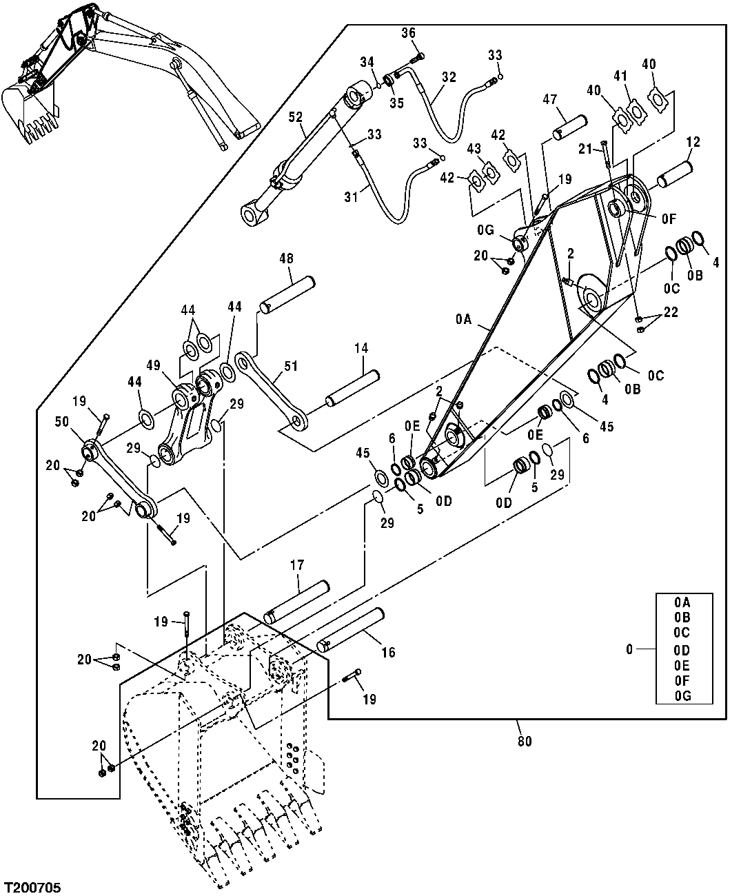 Схема запчастей John Deere 30CLC - 210 - STANDARD ARM 2.96 M 3340 BACKHOE AND EXCAVATOR FRAMES