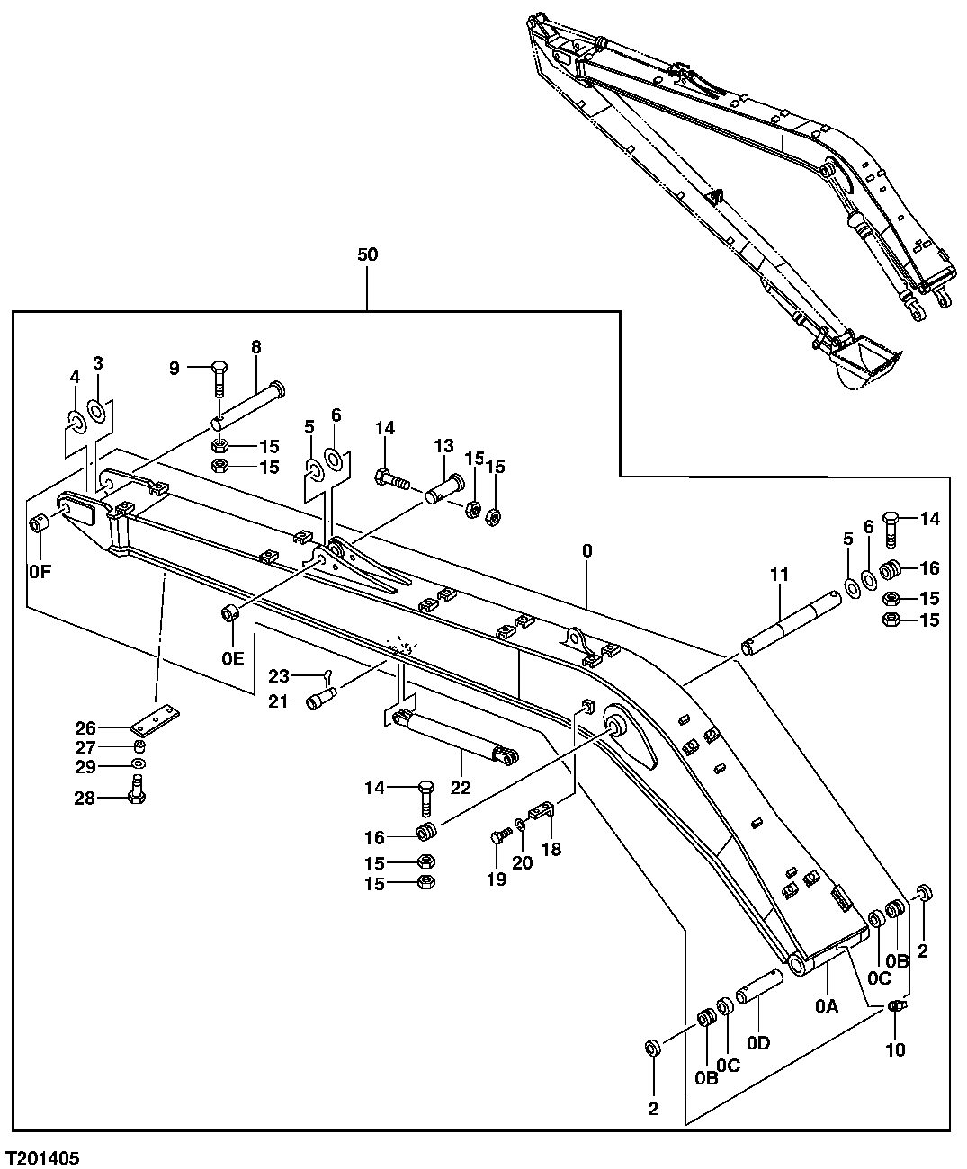 Схема запчастей John Deere 30CLC - 215 - BOOM, SUPER LONG FRONT 3344 BOOM