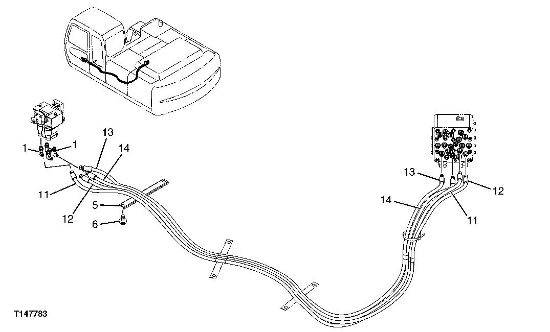 Схема запчастей John Deere 30CLC - 230 - PILOT HYDRAULIC LINES 3360 HYDRAULIC SYSTEM