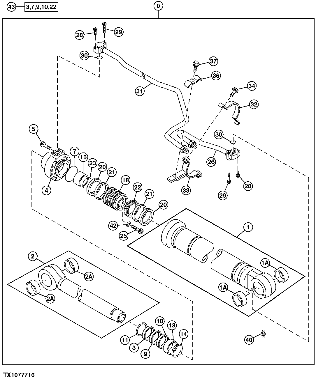 Схема запчастей John Deere 30CLC - 231 - Right Boom Cylinder Components, Units Built Before August 2003 3360 HYDRAULIC SYSTEM