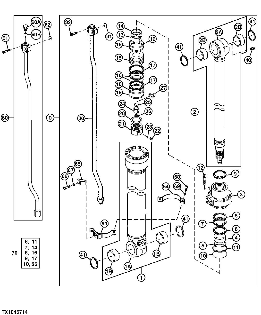 Схема запчастей John Deere 30CLC - 237 - Super Long Front Arm Cylinder Components 3360 HYDRAULIC SYSTEM