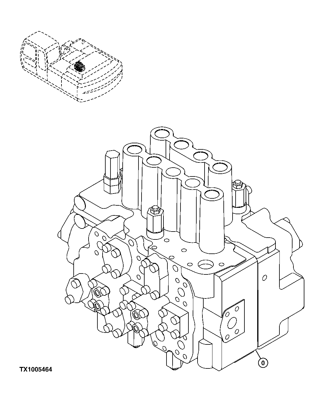 Схема запчастей John Deere 30CLC - 216 - CONTROL VALVE 3360 HYDRAULIC SYSTEM