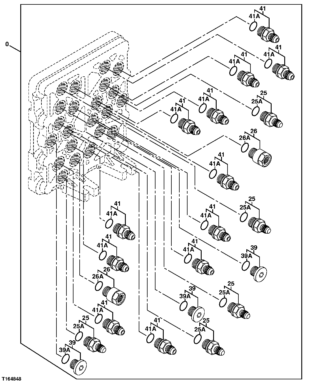 Схема запчастей John Deere 30CLC - 270 - PILOT SIGNAL MANIFOLD (CONTROL VALVE SIDE) (SN. 603183- ) 3362 CONTROL & LOAD HOLDING VALVES