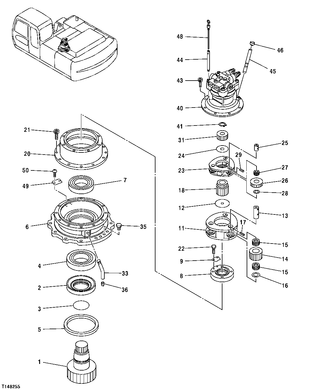 Схема запчастей John Deere 30CLC - 313 - SWING MOTOR AND GEAR BOX 4360 HYDRAULICS