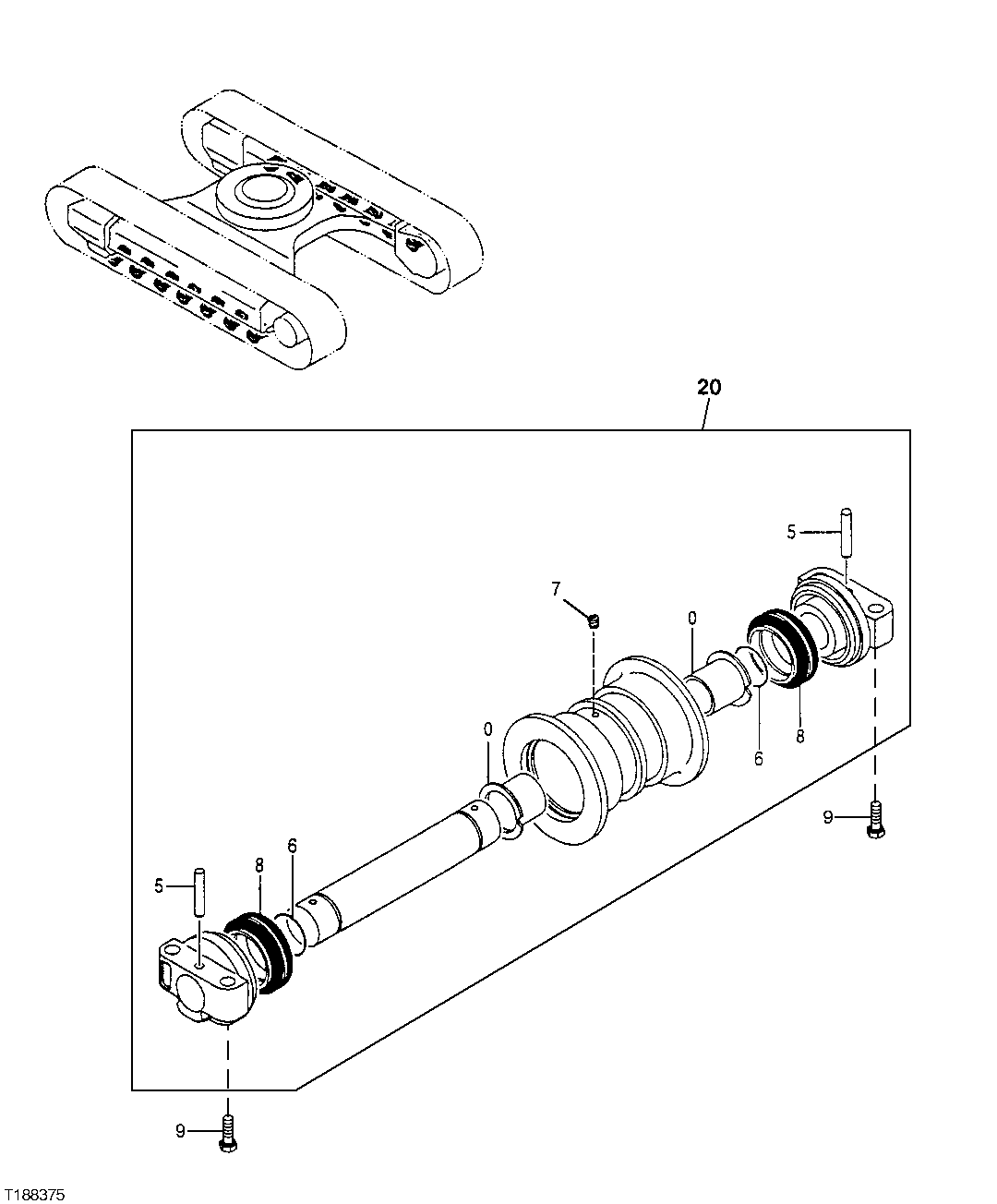 Схема запчастей John Deere 20C - 9 - TRACK LOWER ROLLER COMPONENTS 0130 TRACK SYSTEMS