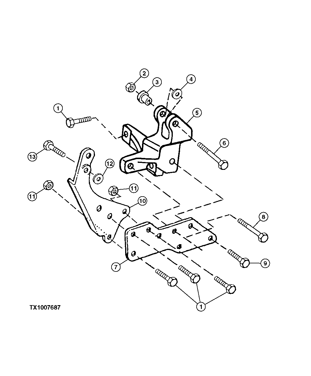 Схема запчастей John Deere 20C - 55 - ALTERNATOR MOUNTING BRACKETS AND ADJUSTING STRAP 0400 Engine 4045HP050-RE508097 4045HP050