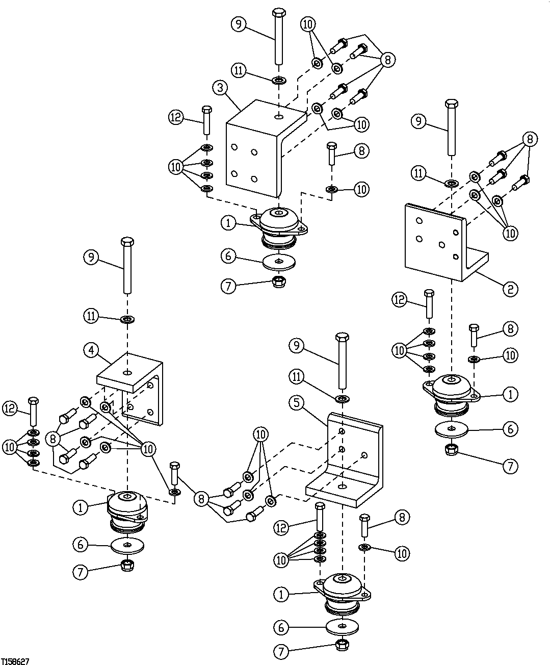 Схема запчастей John Deere 20C - 76 - ENGINE MOUNTING BRACKETS AND ISOLATORS 0540 ENGINE MOUNTING